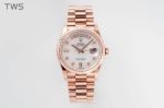 ROLEX Rose Gold Day-date Replica Automatic Movement High Quality Steel 36mm White Watch